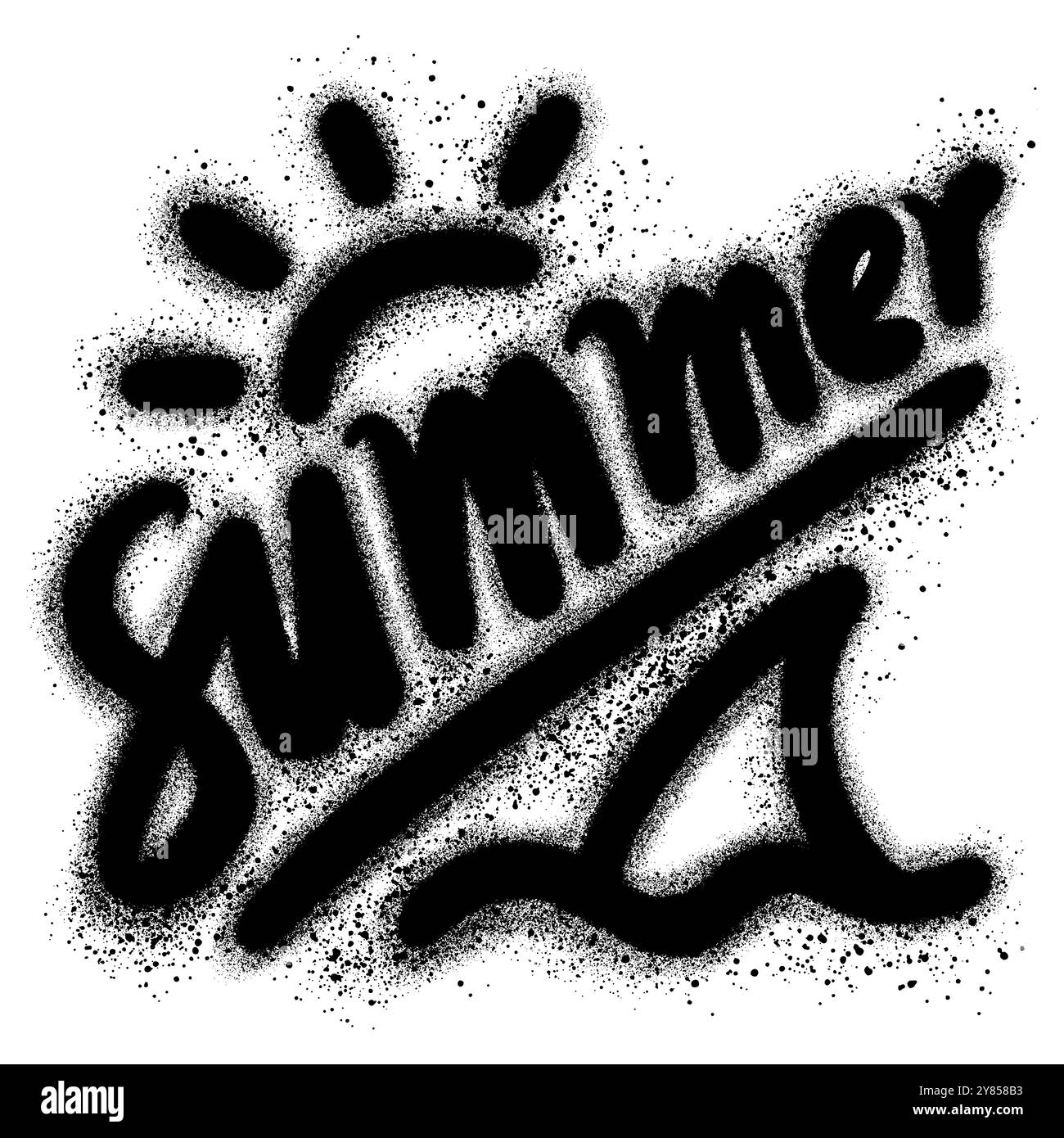 graffiti broken logo d'été pulvérisé en noir sur blanc. Illustration de Vecteur