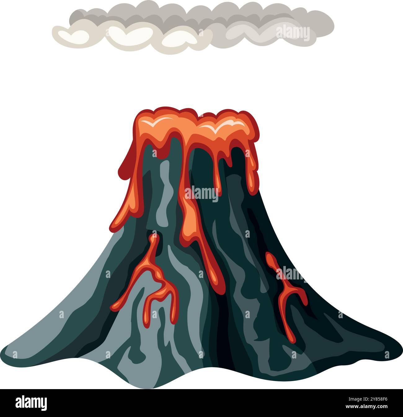 De la lave chaude a éclaté de la montagne noire. Sol fumant Illustration de Vecteur