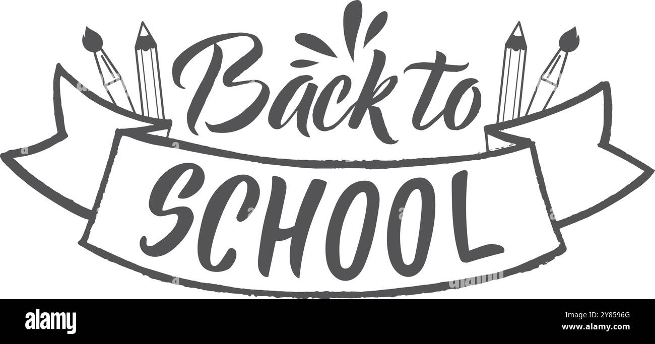 Emblème de retour à l'école. Étiquette de lettrage dessinée à la main Illustration de Vecteur