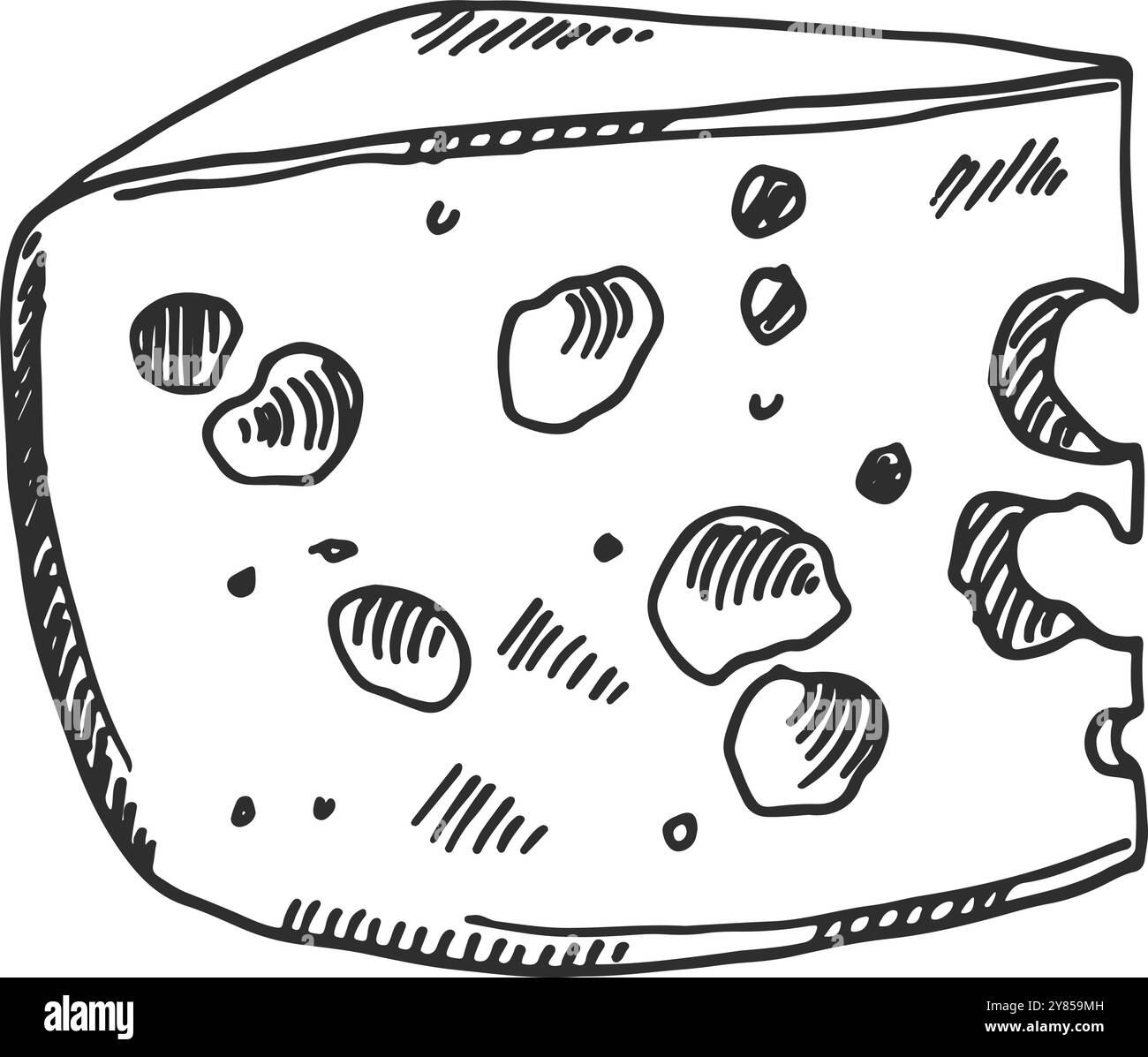 Gravure au fromage. Pièce gourmande. Dessin de croquis de cuisine Illustration de Vecteur