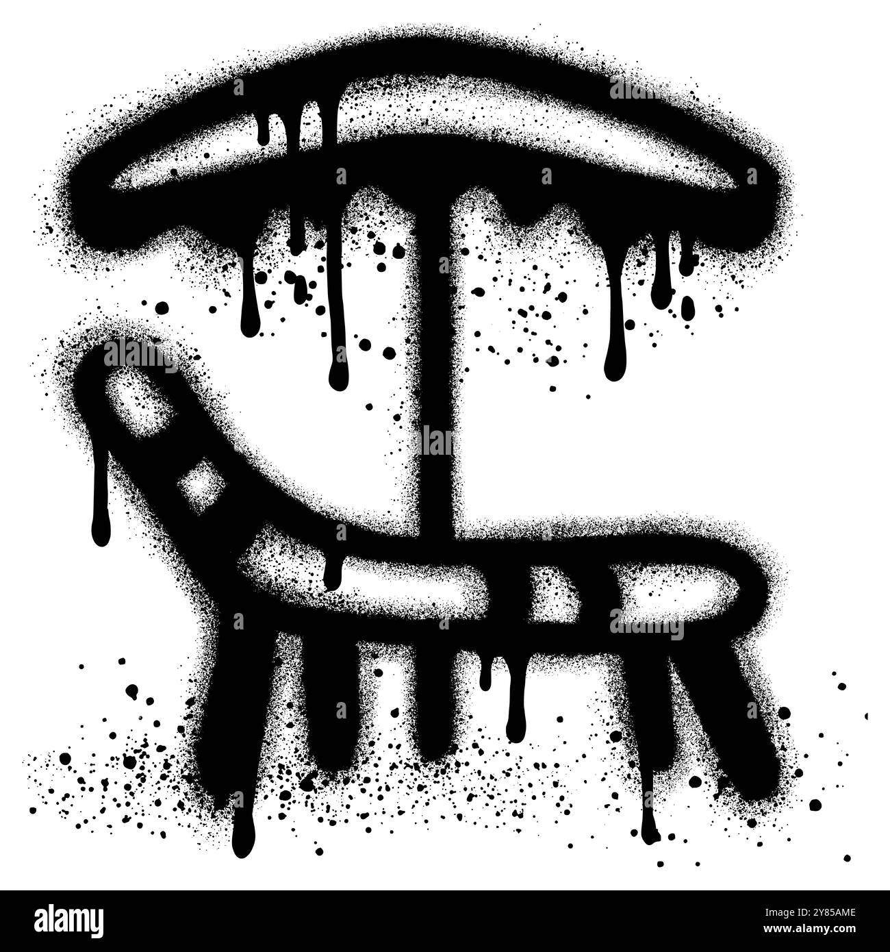 Graffiti chaises de plage et parasols avec peinture noire. illustration vectorielle. Illustration de Vecteur
