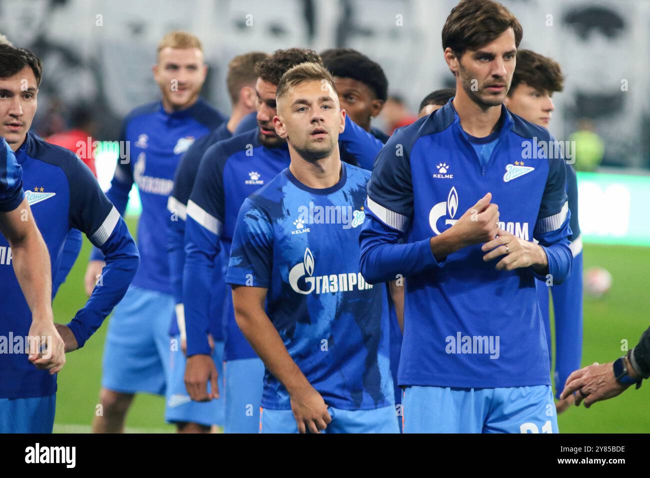 Saint-Pétersbourg, Russie. 02 octobre 2024. Yuri Gorshkov (C) de Zenit vu lors du match de football de la Coupe Fonbet de Russie entre Zenit Saint-Pétersbourg et Akron Tolyatti à Gazprom Arena. Score final ; Zenit 5:1 Akron. Crédit : SOPA images Limited/Alamy Live News Banque D'Images