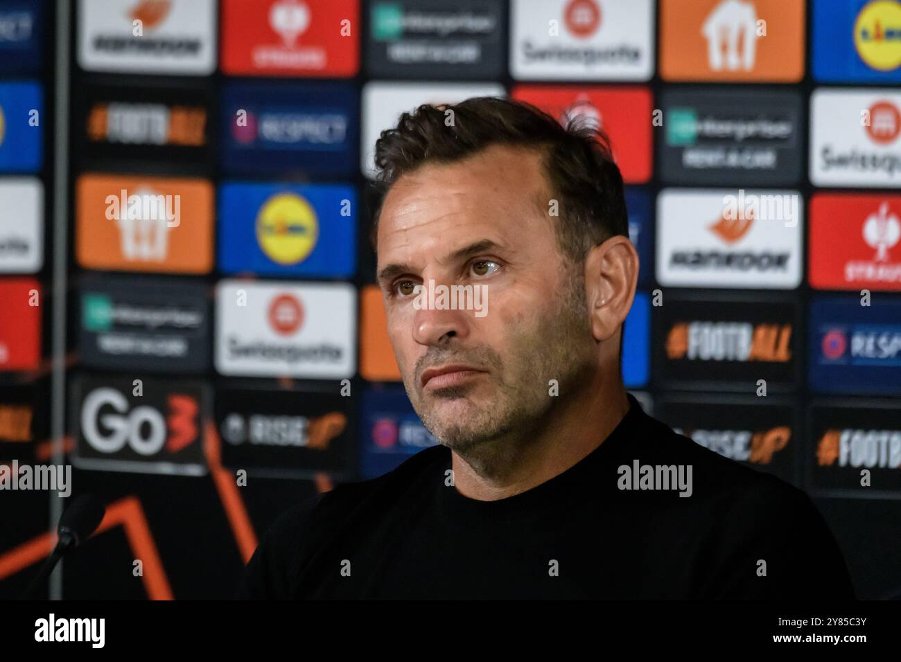 RIGA, Lettonie. 2 octobre 2024. L'équipe DE GALATASARAY, lors d'une conférence de presse avant le match de l'UEFA Europa entre l'équipe RFS et GALATASARAY. Crédit : Gints Ivuskans/Alamy Live News Banque D'Images