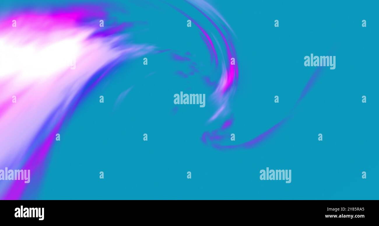 Image de vagues de lumière rose et violette se déplaçant sur fond bleu Banque D'Images