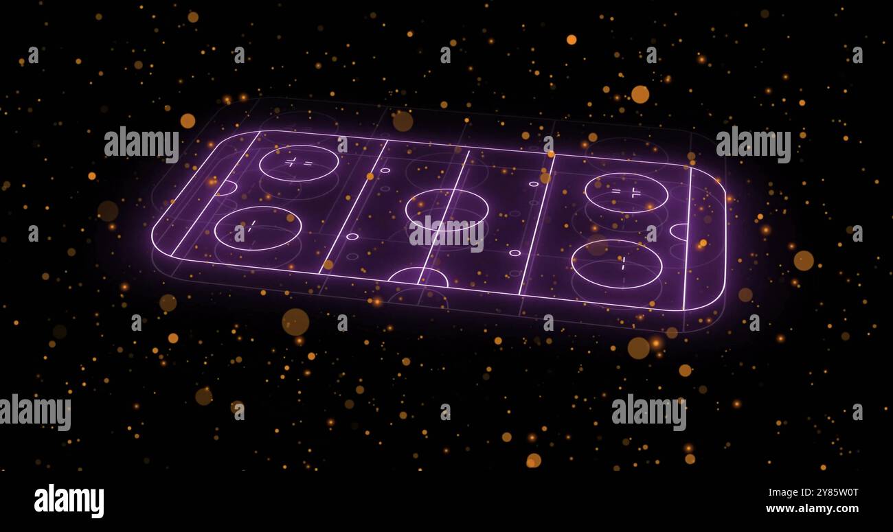 Image de patinoire de hockey avec des lignes brillantes sur des particules flottantes Banque D'Images