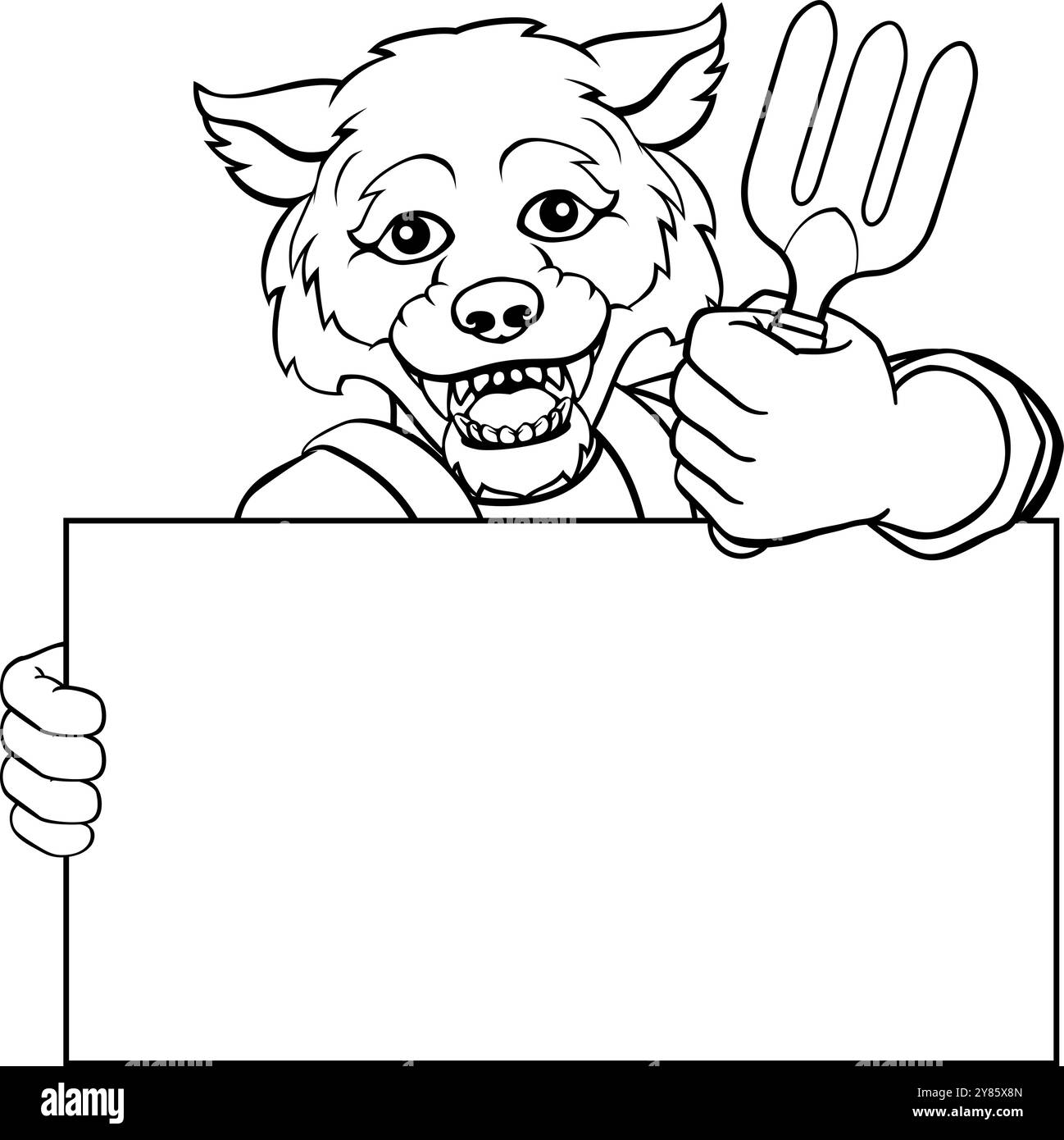 Jardinier Wolf Cartoon Tool Handyman Mascot Illustration de Vecteur