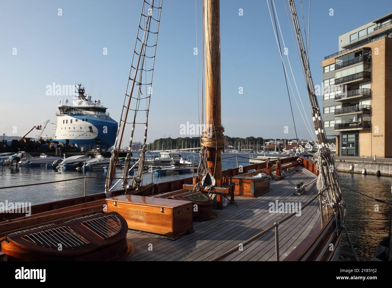 Le voilier préservé 'Wyvern' (lancé en 1897) est amarré à Stavanger, en Norvège. Banque D'Images