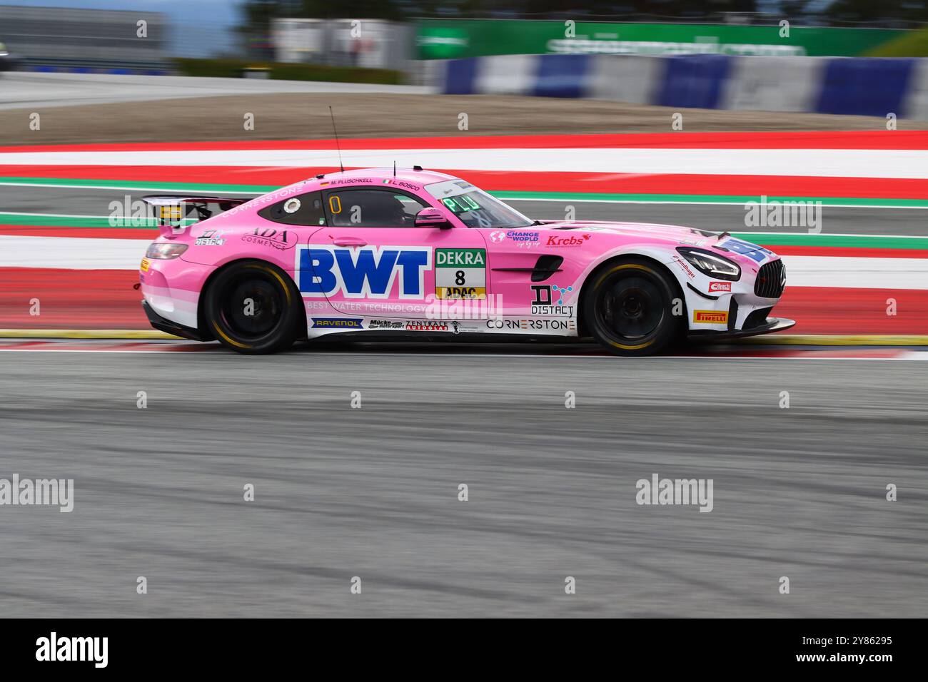 Mattis Pluschkell (DEU) / Luca Bosco (ITA), #8, Mercedes AMG GT4, Team : BWT Muecke Motorsport (DEU), Motorsport, ADAC GT4 Allemagne, 2024, Red Bull Ring, Spielberg, Oesterreich, 29.09.2024 Foto : Eibner-Pressefoto/Juergen Augst Banque D'Images