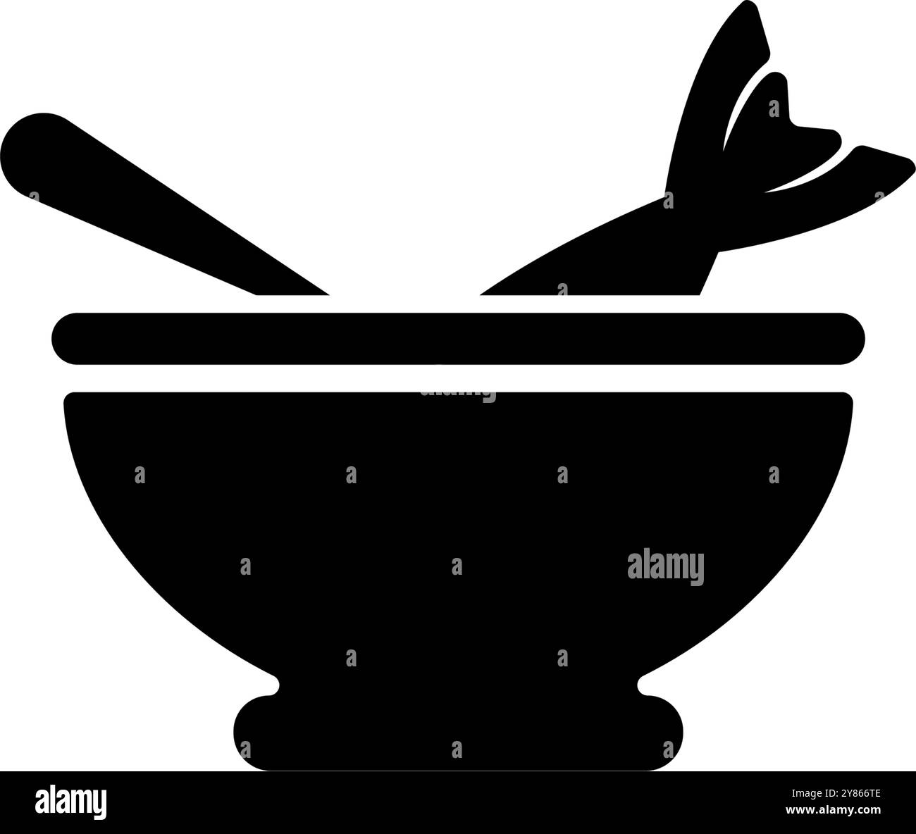 Icône élégante d'un bol avec soupe et poisson, parfait pour les menus de restaurant Illustration de Vecteur
