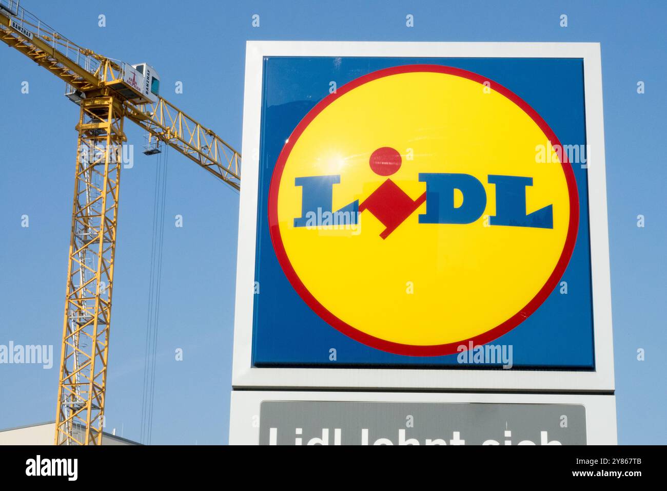 Grue Lidl logo signe de marque marque marque marquage marqué Banque D'Images