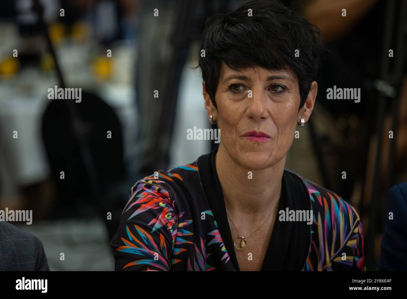 Elma Saiz Delgado, ministre de l’inclusion, de la sécurité sociale et des migrations, vue lors d’un petit déjeuner d’information à Madrid. Les ministres espagnols Elma Saiz Delgado, ministre de l’inclusion, de la sécurité sociale et des migrations, et Fernando Grande-Marlaska, ministre de l’intérieur, ont participé ce matin au petit-déjeuner d’information Forum Europa, organisé par Nueva Economía Fórum, dans un hôtel du centre de Madrid. (Photo de David Canales / SOPA images/SIPA USA) Banque D'Images