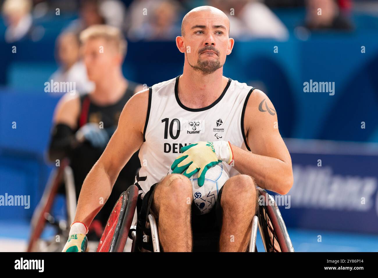 Paris, France. 02 septembre 2024. PARIS, FRANCE - 2 SEPTEMBRE : Sebastian Frederiksen du Danemark lors du match Rugby en fauteuil roulant - Jeux paralympiques d'été de Paris 2024 entre le Danemark et l'Allemagne le jour 5 au champs-de-mars Arena le 2 septembre 2024 à Paris, France. (Photo de Joris Verwijst/Orange Pictures) crédit : Orange pics BV/Alamy Live News Banque D'Images