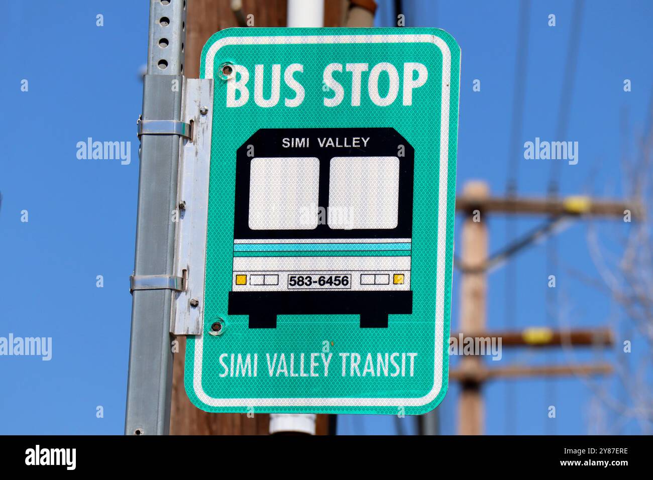 Los Angeles, Californie : Simi Valley transit bus Stop Sign Banque D'Images