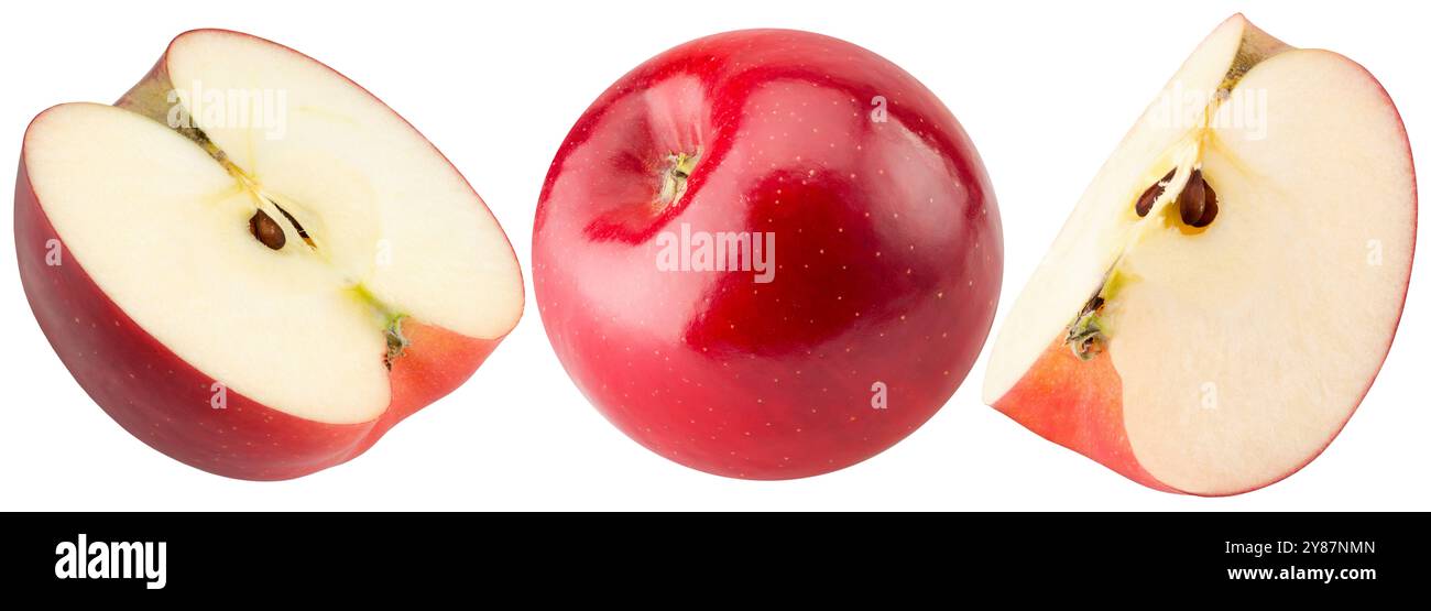 ensemble des pommes rouges isolées sur un fond blanc. Banque D'Images