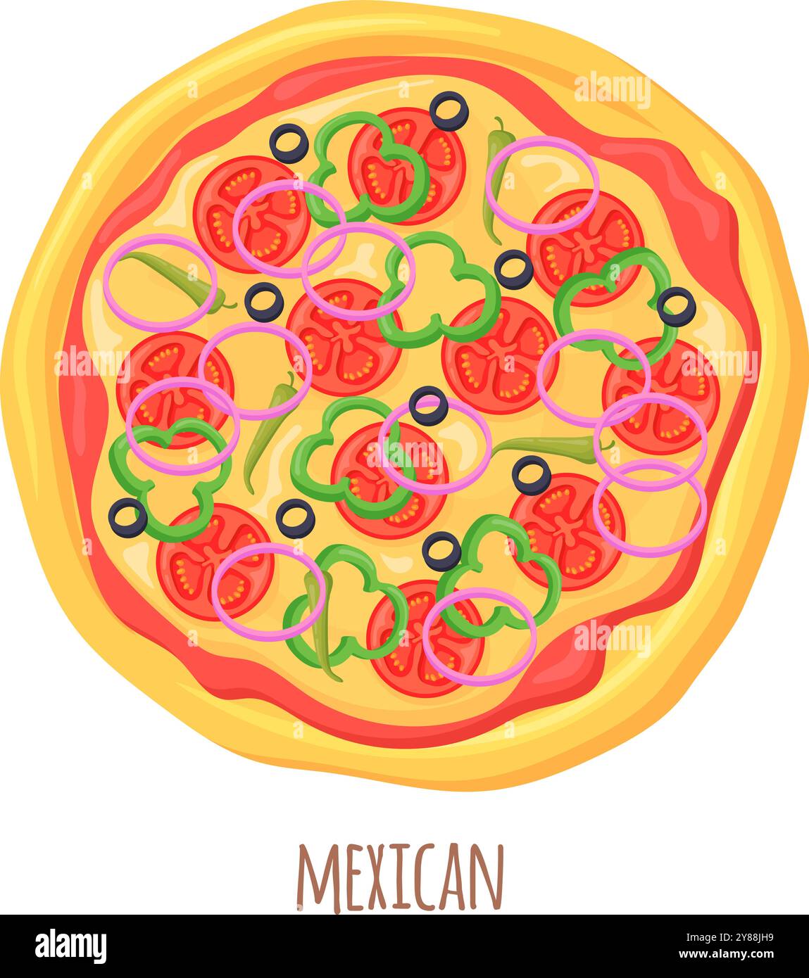 Pizza mexicaine. Délicieuse icône de couleur de repas italien isolé sur fond blanc Illustration de Vecteur