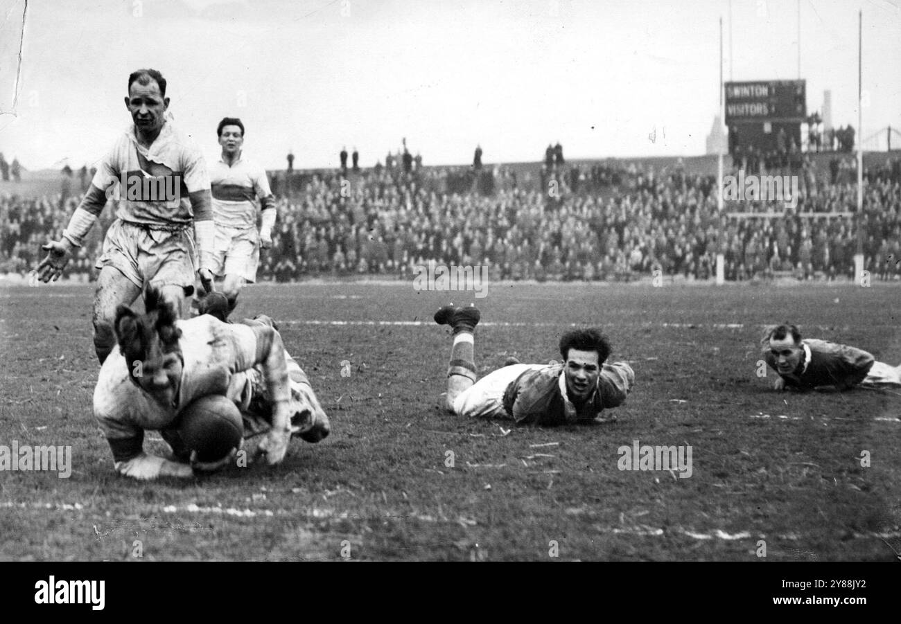 SP-Rugby League-O'Seas-Britain to 1959 - 1950-1959 - joueurs et action - Rugby League. 17 avril 1954. Banque D'Images