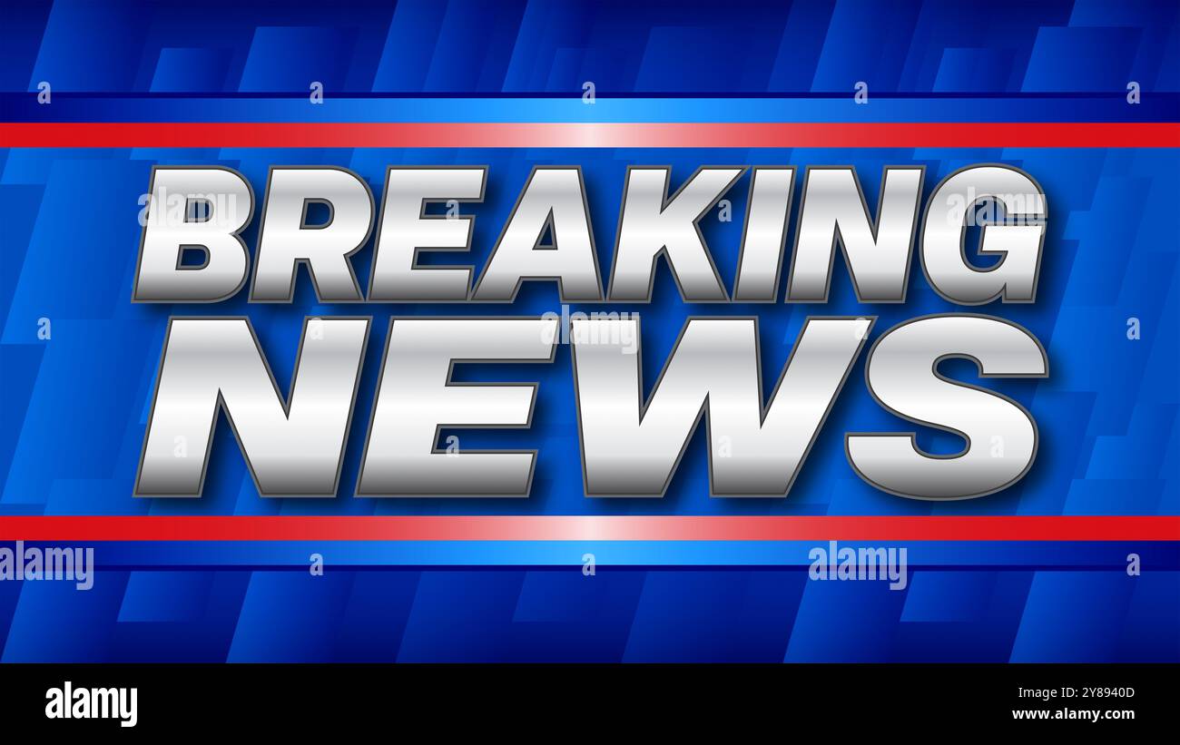 Breaking News en fond rouge et bleu - illustration Banque D'Images
