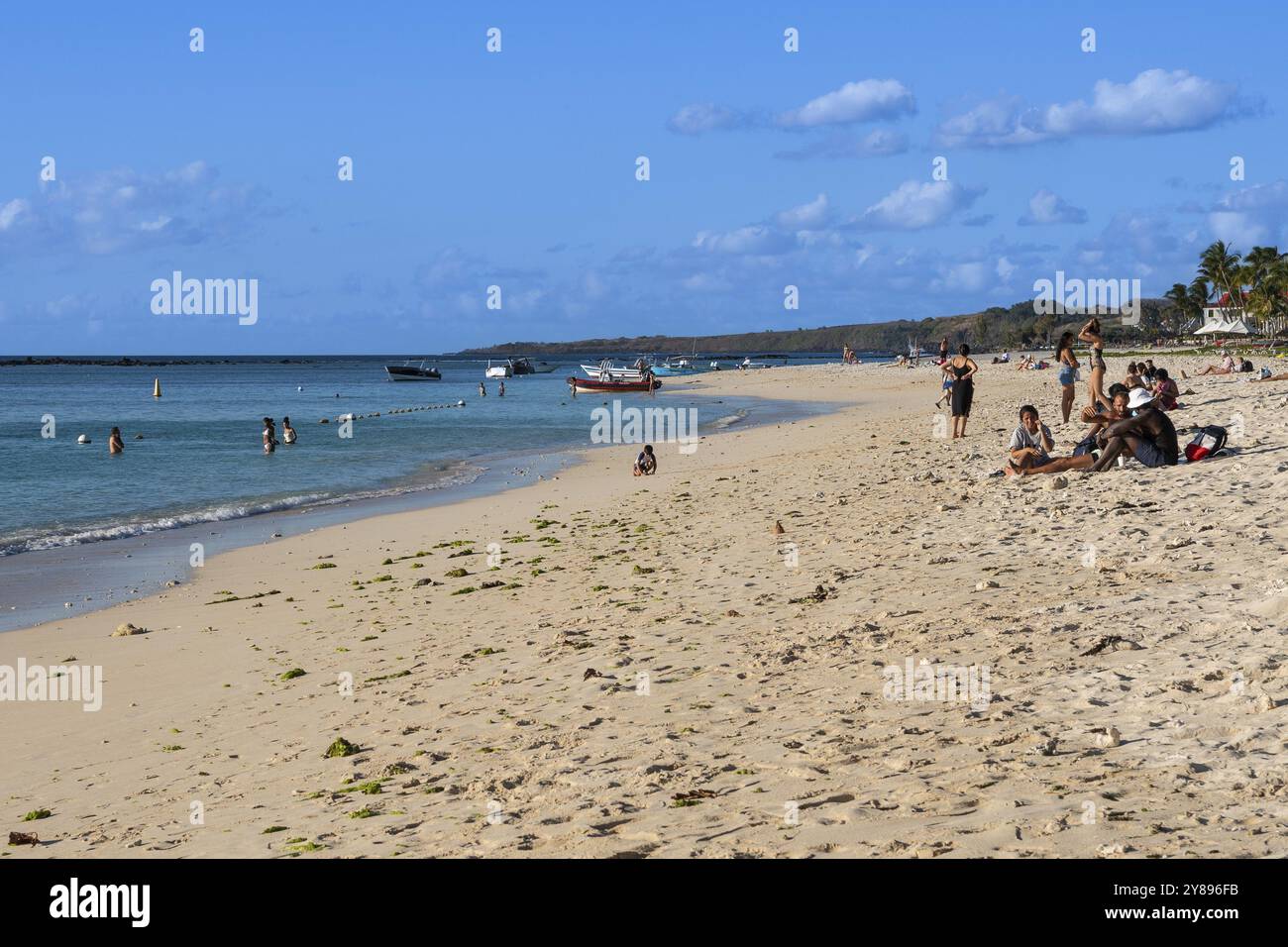 Ambiance du soir, Flic en Flac, plage, Côte Ouest, Océan Indien, île Maurice, Afrique Banque D'Images