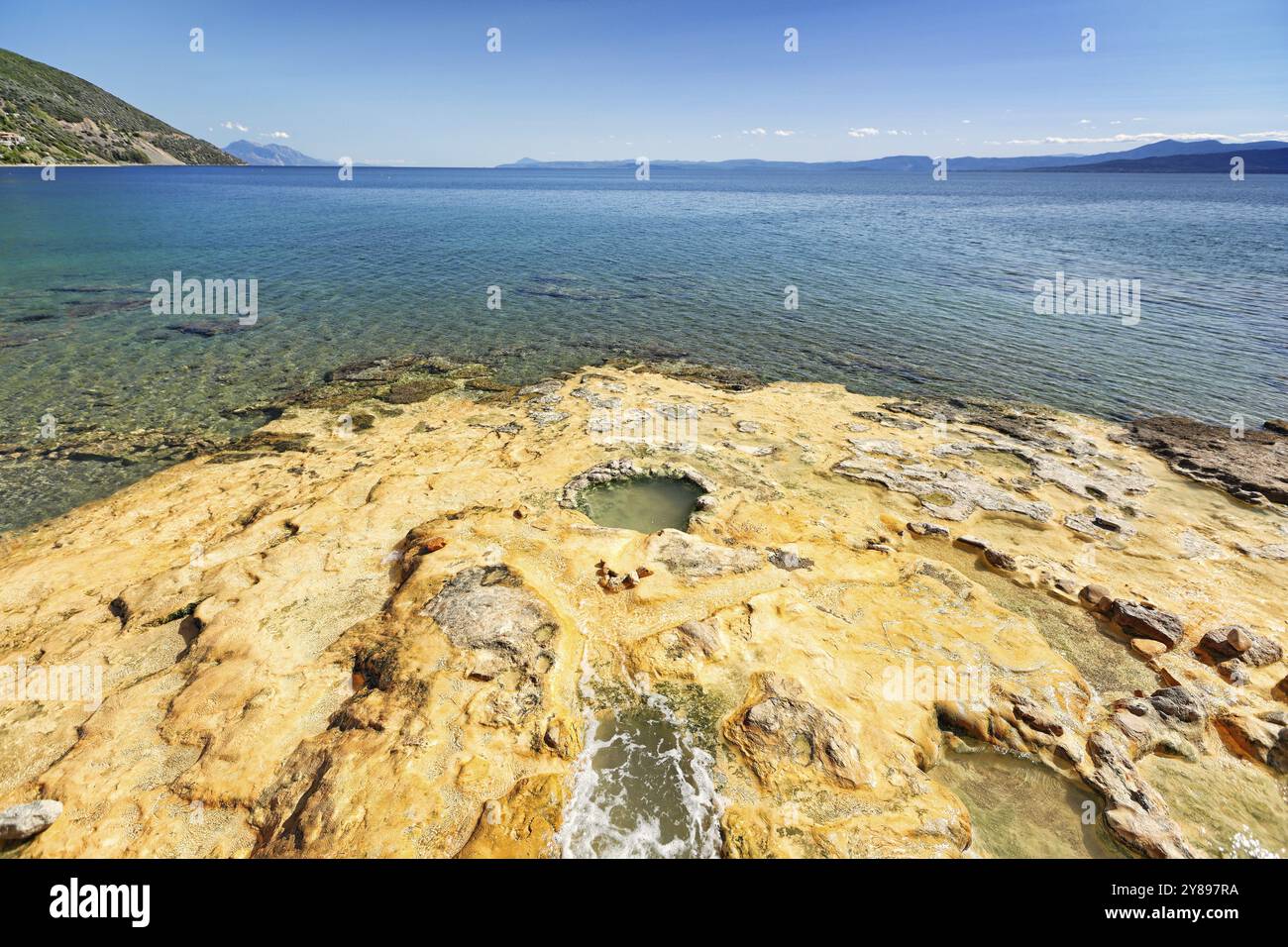 Les sources chaudes de Loutra Aidispsos dans l'île d'Evia, Grèce, Europe Banque D'Images