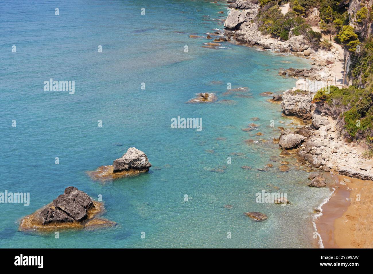 Plage de Myrtiotissa à Corfou, Grèce, Europe Banque D'Images