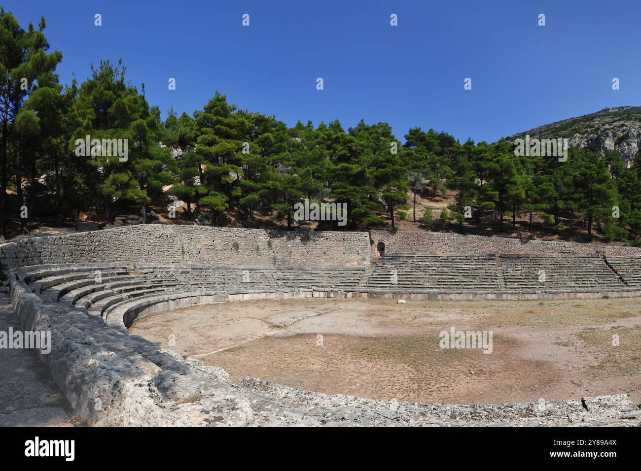 Stade antique (5ème cent. B.C.) à Delphes, Grèce, Europe Banque D'Images