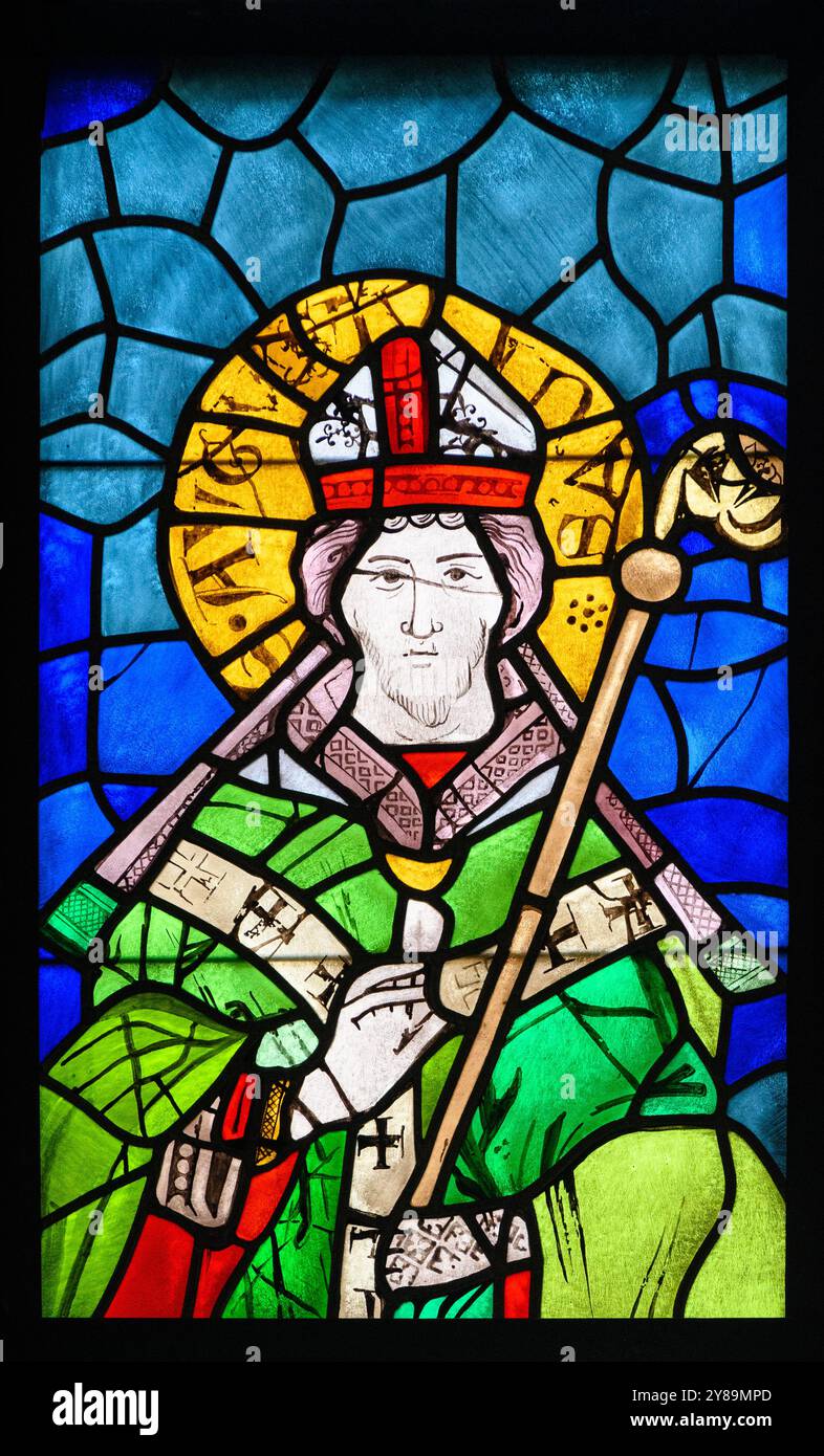 St Augustin d'Hippo. Un vitrail à Kościół Świętej Trójcy [Église de la Sainte Trinité] à Kraków [Cracovie], Pologne. Banque D'Images