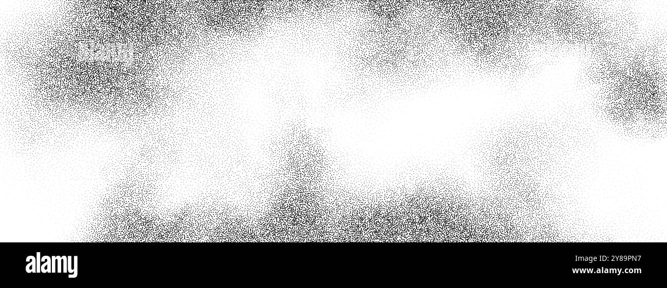 Texture dégradé nuage de fumée. Fond de grain de fumée de fluide grunge. Fond d'écran à points de brume bruyante. Des points noirs et blancs, des taches, des particules de sable ou des granulés se superposent. Toile de fond vectorielle Illustration de Vecteur