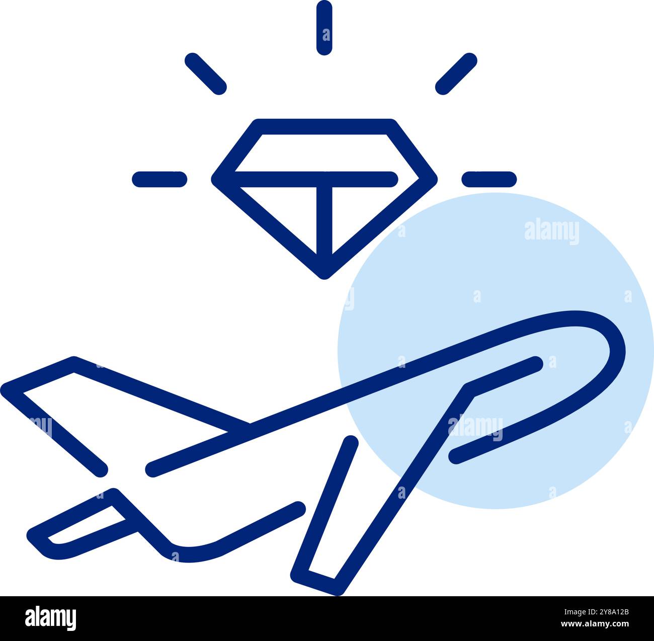 Avion et diamant. Expérience de voyage haut de gamme de luxe. Billet d'avion Elite. Pixel Perfect, icône de vecteur de contour modifiable Illustration de Vecteur