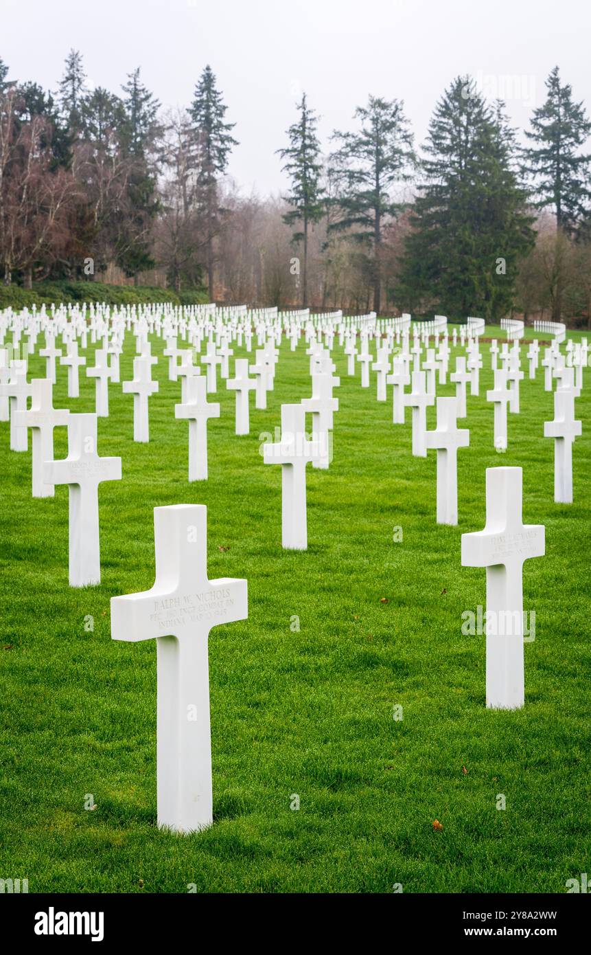 Cimetière américain du Luxembourg, cimetière militaire de Luxembourg, Luxembourg, cimetière militaire américain de la seconde Guerre mondiale Banque D'Images