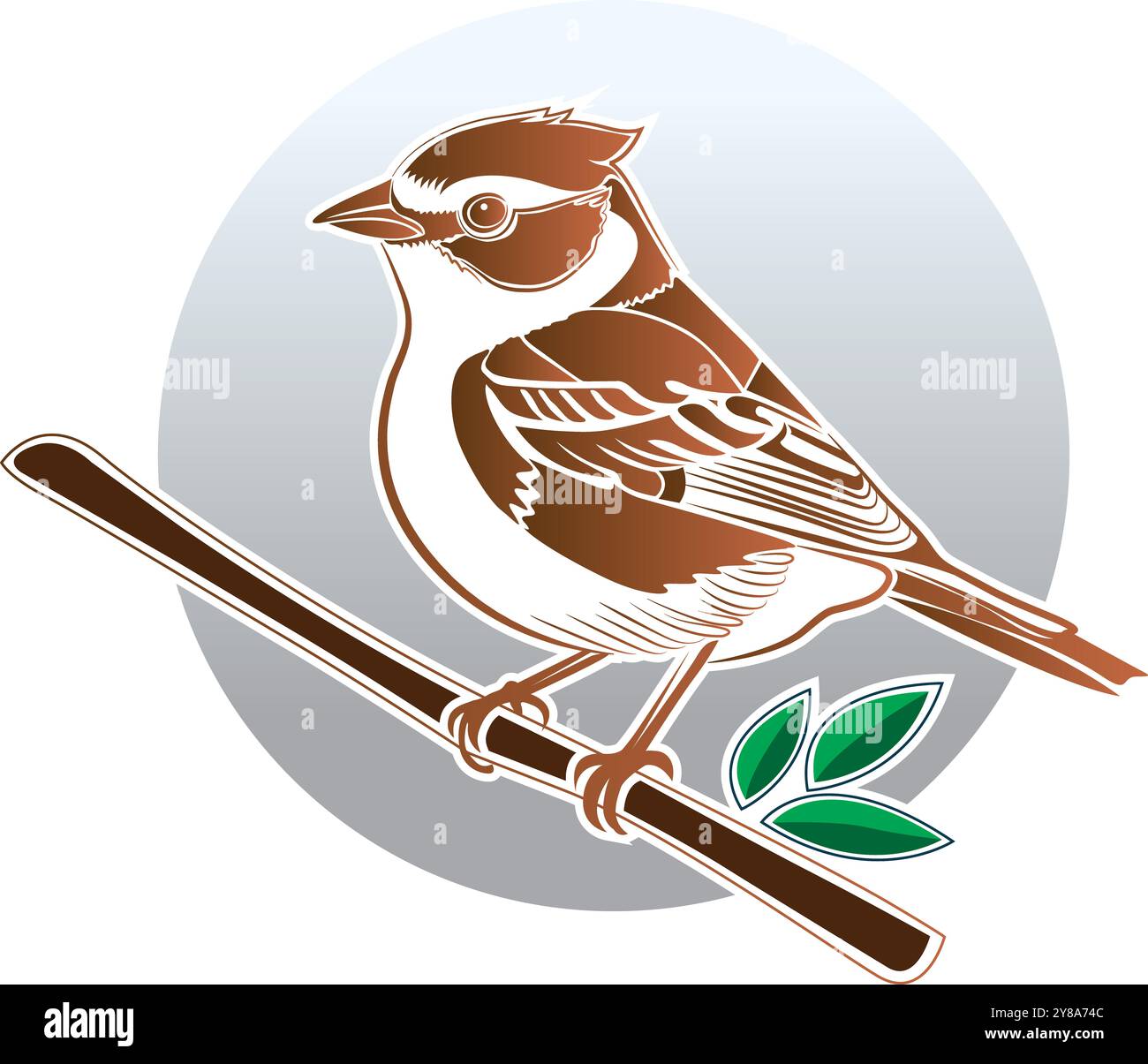 Illustration art d'un logo de moineau avec fond isolé Banque D'Images