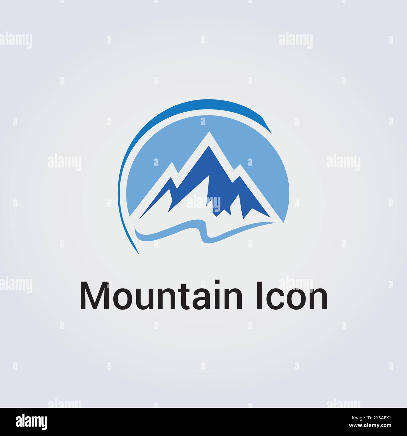 Logo Mountain Road, icône, logo pour les entreprises, maquette de carte en plusieurs couleurs, Bleu, cercle, vague, Peak Illustration de Vecteur