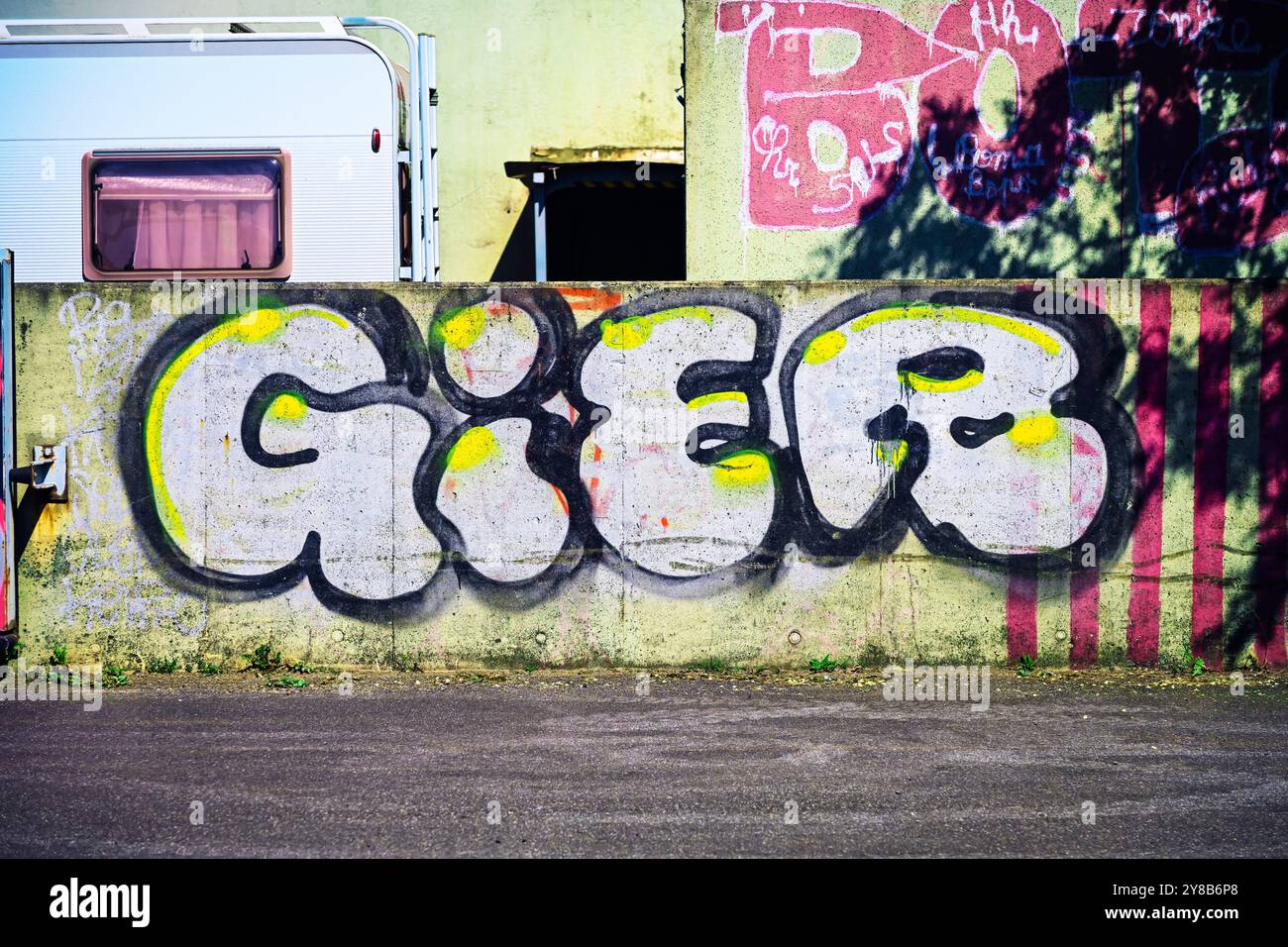 Graffiti lettrage Gier à Steinwerder, Hambourg, Allemagne, graffito-Schriftzug Gier à Steinwerder, Deutschland Banque D'Images