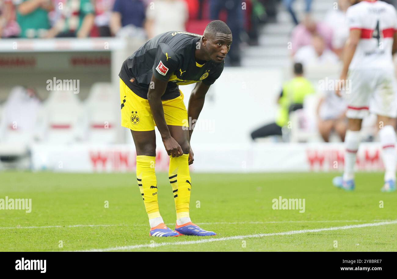 firo : 22.09.2024, football, football, 1. Ligue, 1. Bundesliga, saison 2024/2025, VfB Stuttgart - BVB Borussia Dortmund Serhou Guirassy du Borussia Dortmund déception, déçu, insatisfait, frustré, frustré, frustré, Banque D'Images