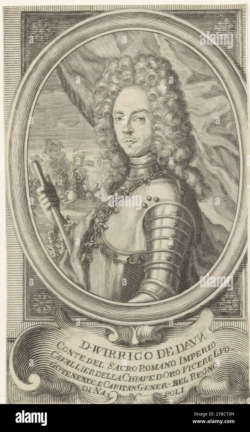 Portrait de D. Wirrigo de Daun, estampe, imprimeur : Andrea Magliar, (mentionné sur l'objet), Italie, 1700 - 1799, papier, gravure, gravure, hauteur, 154 mm Ã— largeur, 92 mm Banque D'Images