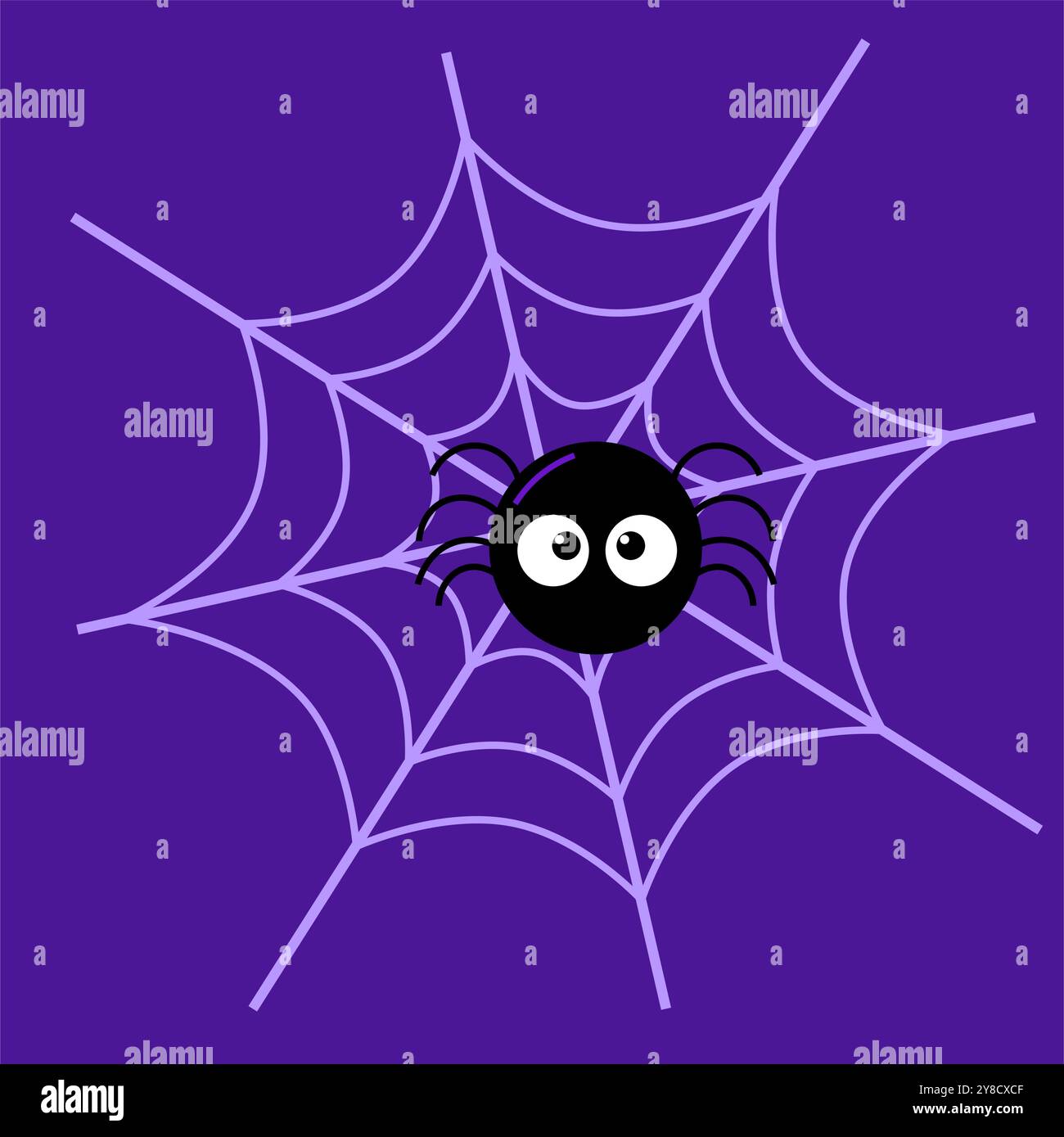 Mignon personnage de dessin animé d'Halloween Spider sur Un Web. Illustration vectorielle dessinée à la main isolée sur fond transparent Illustration de Vecteur