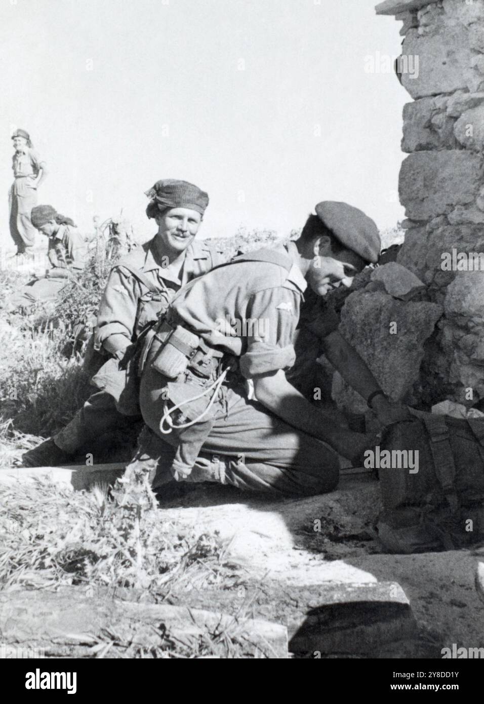 Soldats du Régiment de parachutistes en déploiement en Palestine mandataire, v. 1945-1948. Banque D'Images