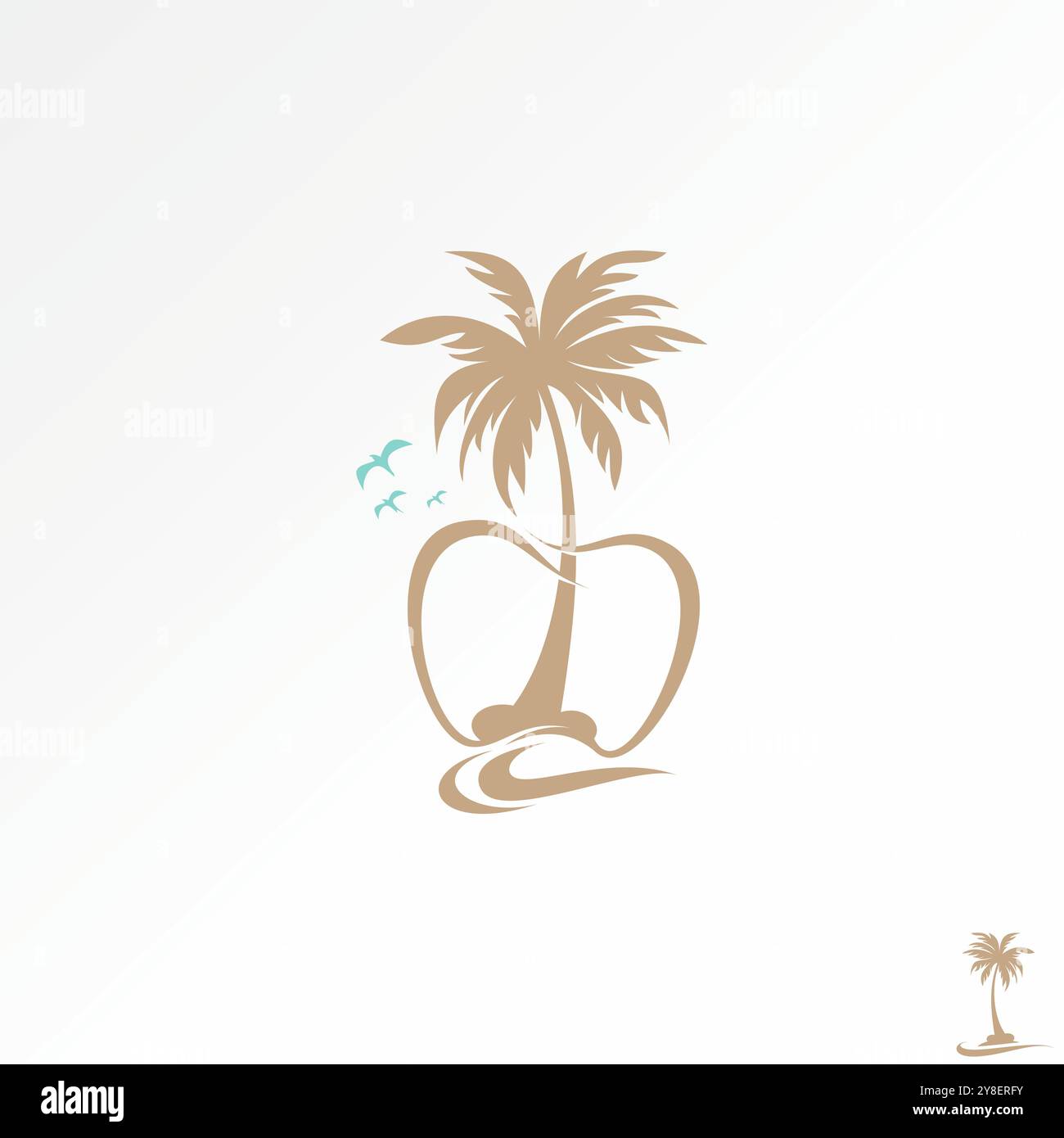 Conception de logo concept graphique Creative premium vector stock graphique amical arbre de coco dentaire vague oiseaux de l'île. Clinique de vacances de restauration connexe Illustration de Vecteur
