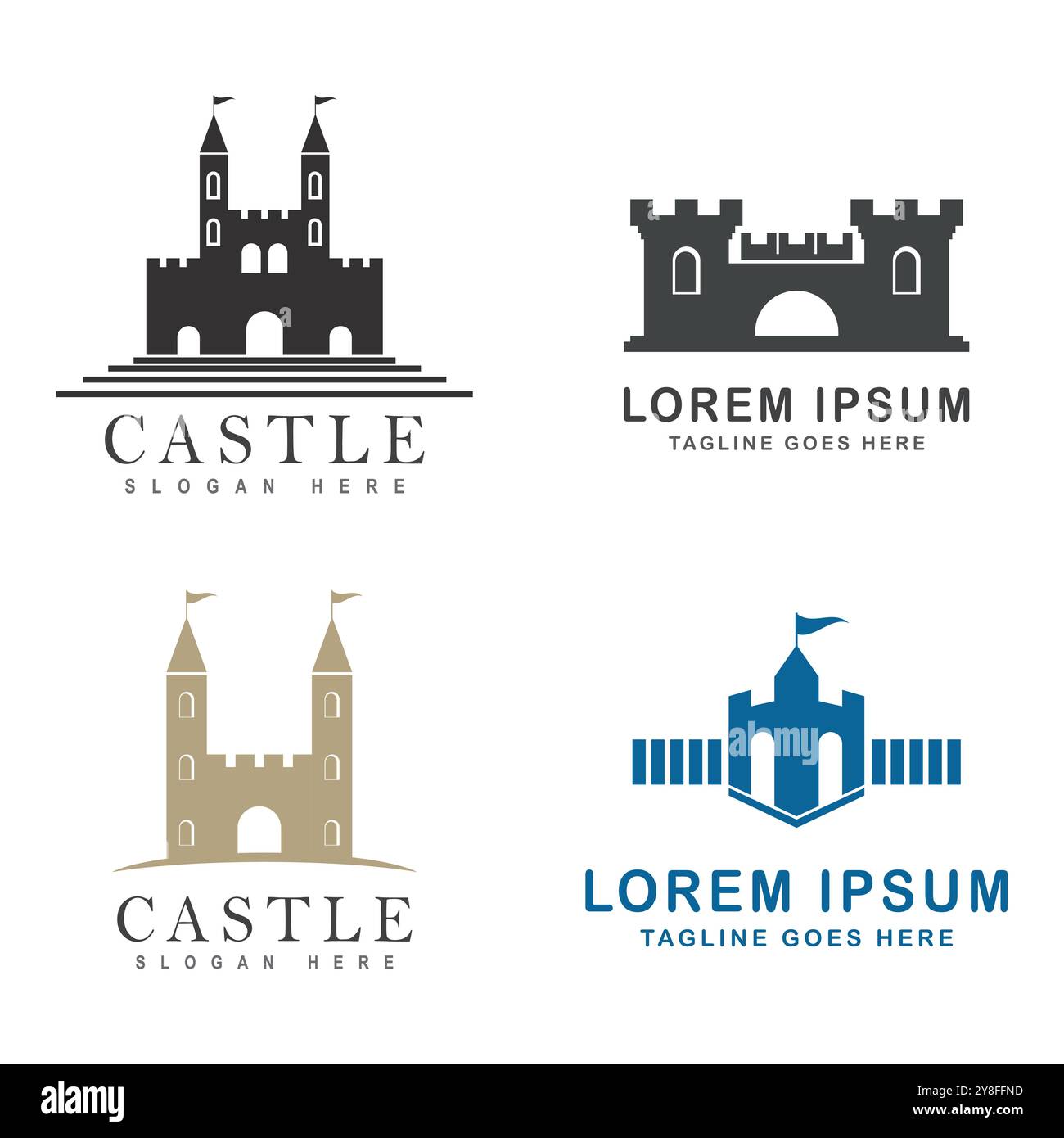 Castle logo Template conception d'icône de symbole vectoriel Illustration de Vecteur