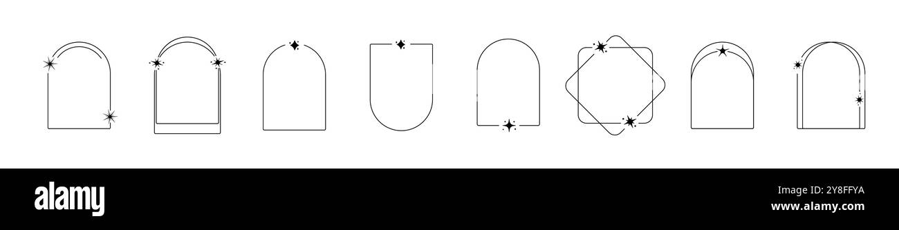 Contour de collection de cadres d'étoile magique. Bordure avec des éléments d'espace. Charpentes avec solaire Illustration de Vecteur