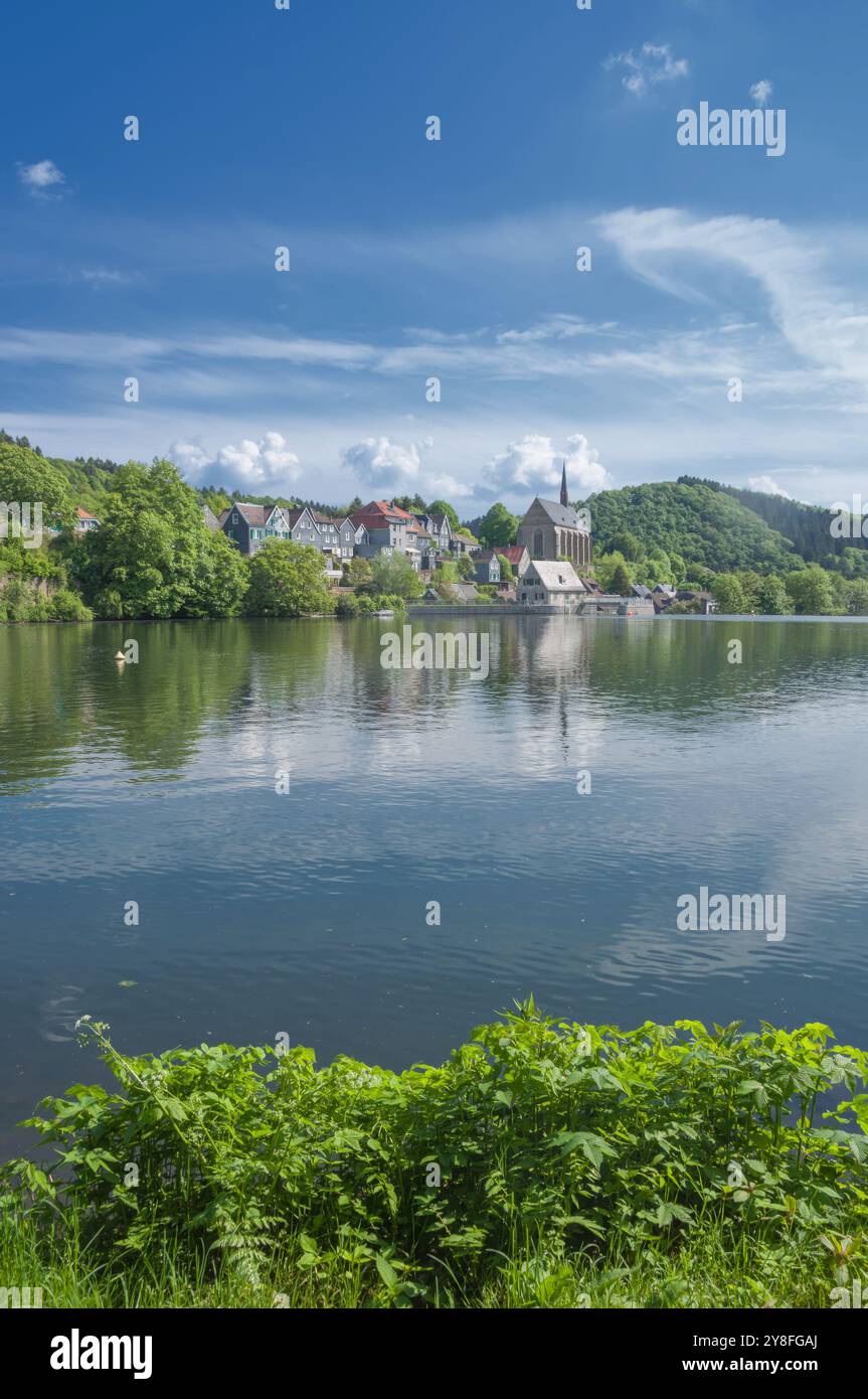 Réservoir Beyenburger Stausee,Wuppertal,Bergisches pays,Rhénanie-du-Nord- Westphalie,Allemagne Banque D'Images