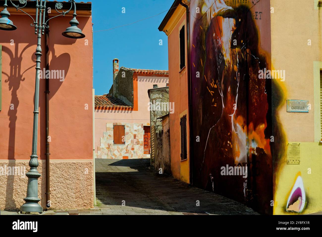 L'ancien village de Monteleone Rocca Doria, le plus petit centre de Sassari, dans le nord-ouest de la Sardaigne, un village médiéval suggestif, Italie Banque D'Images