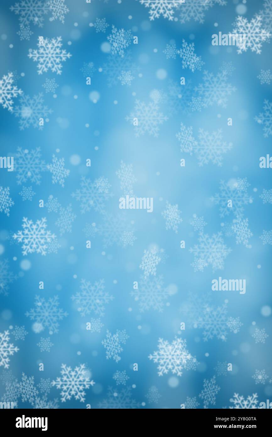 Fond de Noël motif bleu carte d'hiver flocons de neige flocons de neige fond d'écran format portrait vacances copyspace espace copie espace Banque D'Images