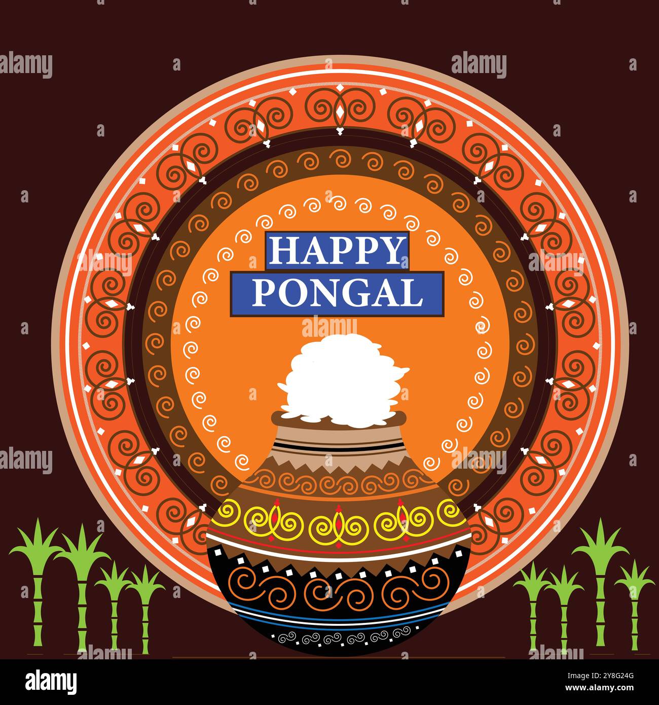 Illustration de Happy Pongal Holiday Harvest Festival du Tamil Nadu, Inde du Sud, fond de salutation. Illustration de Vecteur