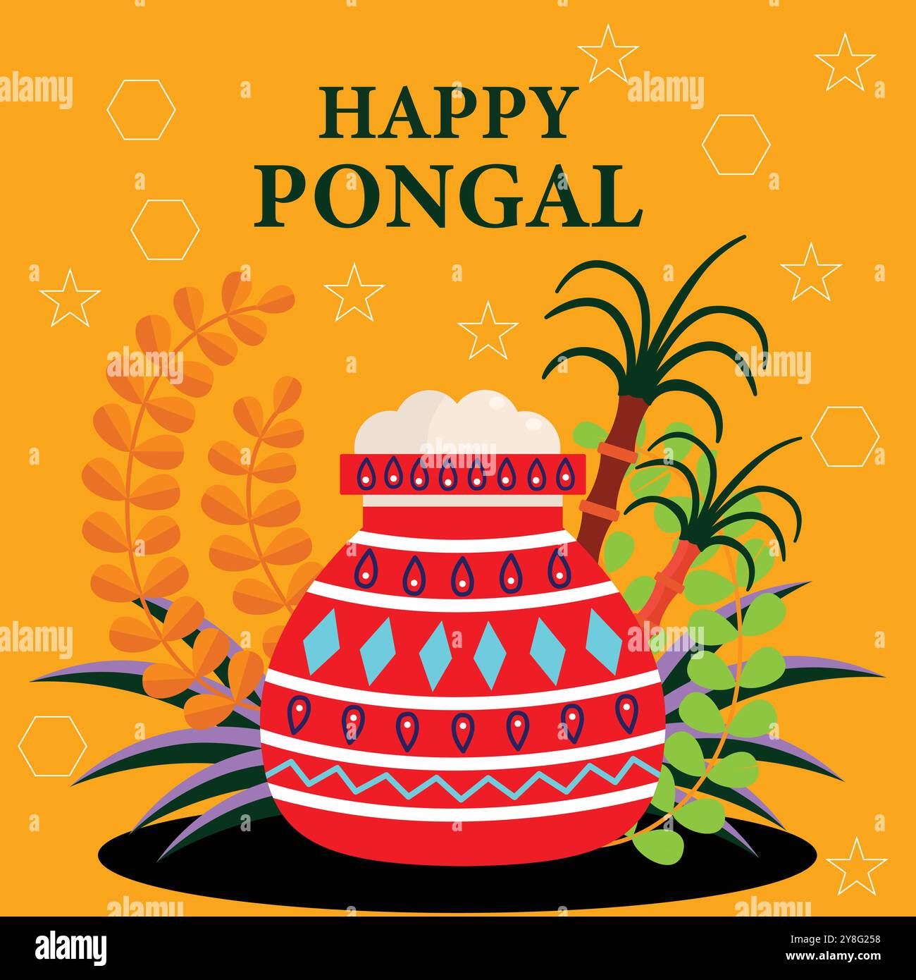 Illustration de Happy Pongal Holiday Harvest Festival du Tamil Nadu, Inde du Sud, fond de salutation. Illustration de Vecteur
