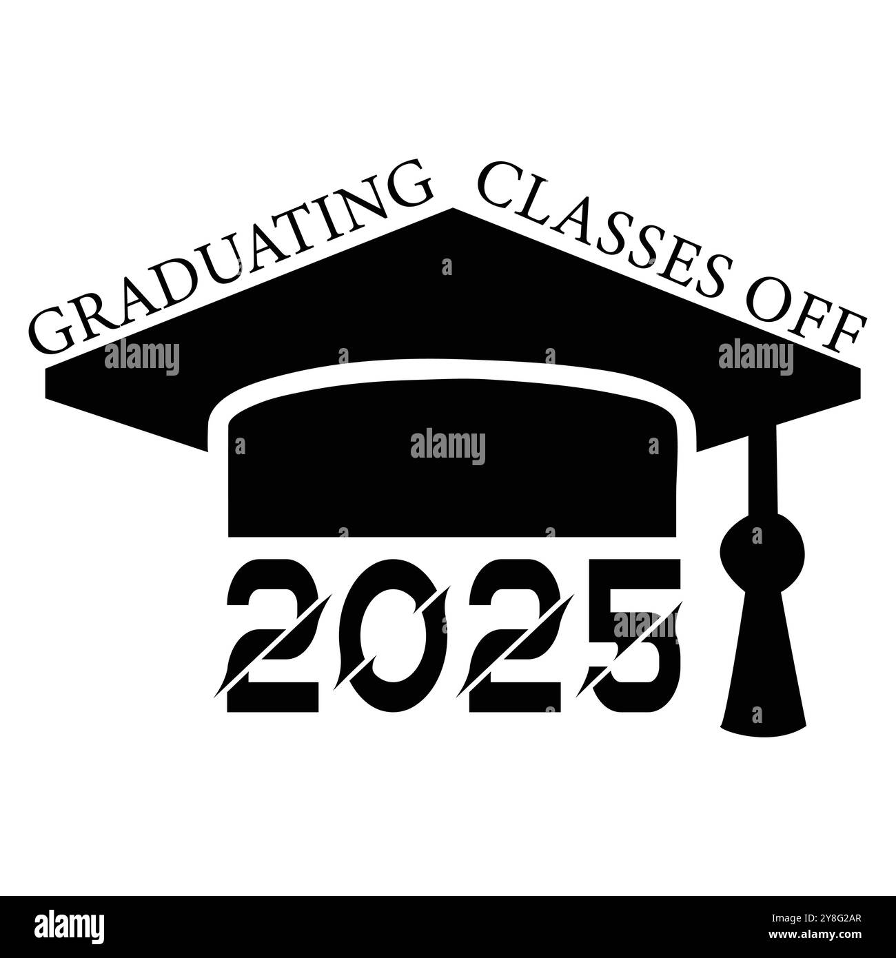 Classe de lettrage 2025. Félicitations aux diplômés affiche de typographie. Modèle vectoriel pour carte de voeux, autocollant, bannière, étiquette, t-shirt, etc stoc Illustration de Vecteur