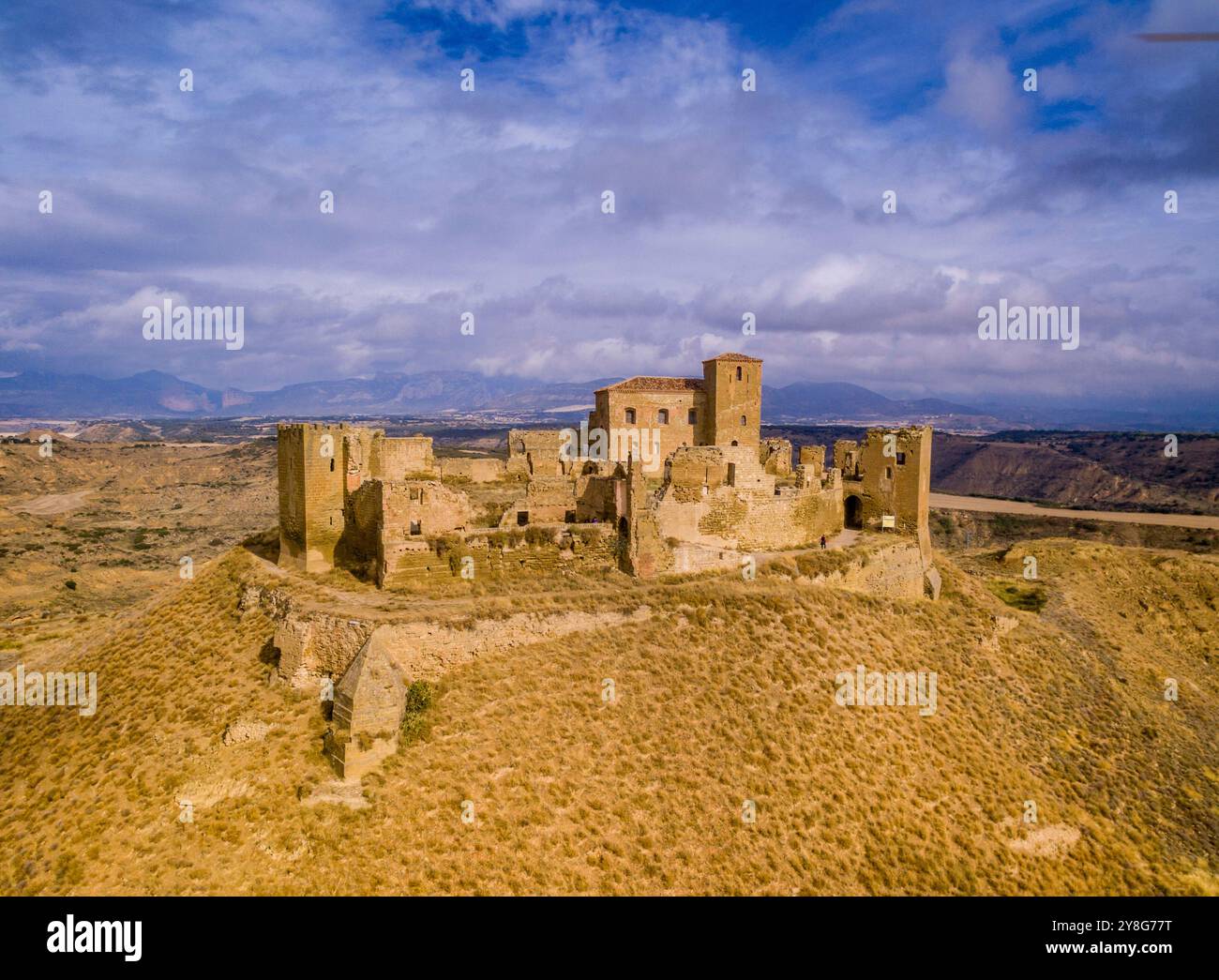 Château de Montearagón, XI siècle, municipalité de Quicena, Huesca, déclaré Monument National en 1931, cordillera pirenaica, provincia de Huesca, Aragón, Espagne, Europe. Banque D'Images