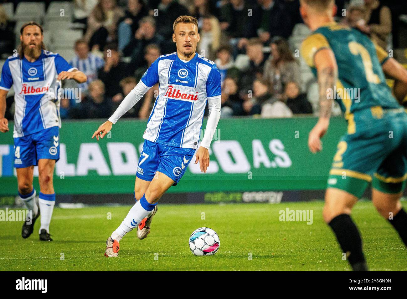 Odense, Danemark. 04 octobre 2024. Tom Trybull (7 ans) d'Odense BK vu lors du match NordicBet Liga entre Odense BK et HB Koge au parc d'énergie naturel d'Odense. Banque D'Images