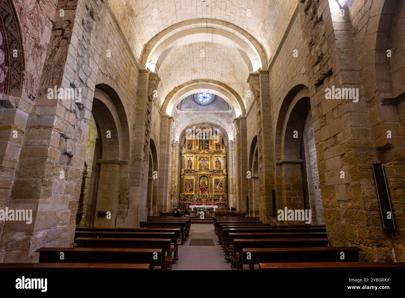 Monastère de San Pedro el Viejo, intérieur de l'église, Huesca, communauté d'Aragon, Espagne. Banque D'Images