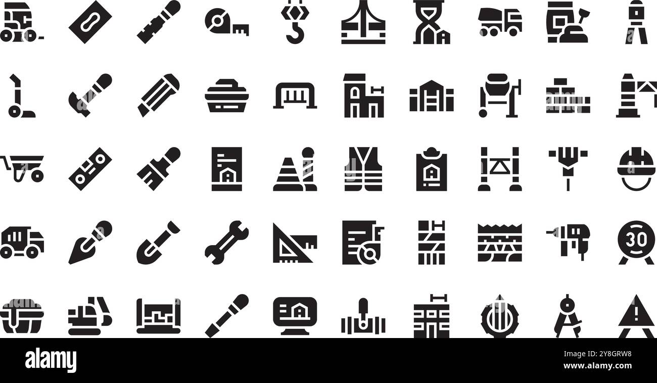 Icônes de construction Collection d'icônes vectorielles de haute qualité avec trait modifiable. Idéal pour les projets professionnels et créatifs. Illustration de Vecteur