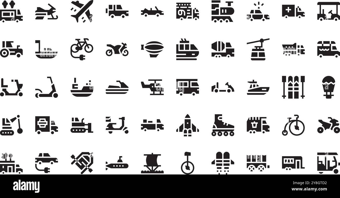 Icônes de transport Collection d'icônes vectorielles de haute qualité avec contour modifiable. Idéal pour les projets professionnels et créatifs. Illustration de Vecteur